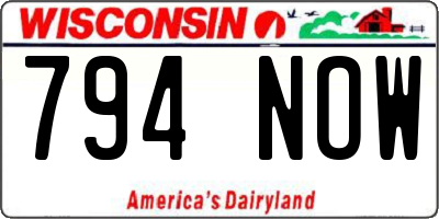 WI license plate 794NOW