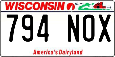 WI license plate 794NOX