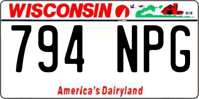 WI license plate 794NPG