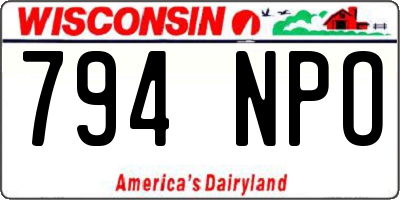 WI license plate 794NPO