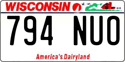 WI license plate 794NUO