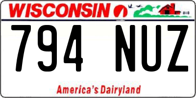 WI license plate 794NUZ