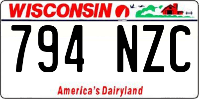 WI license plate 794NZC