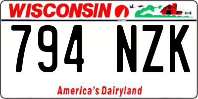 WI license plate 794NZK