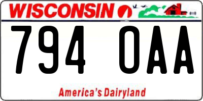WI license plate 794OAA