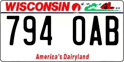 WI license plate 794OAB