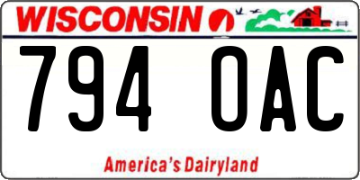 WI license plate 794OAC