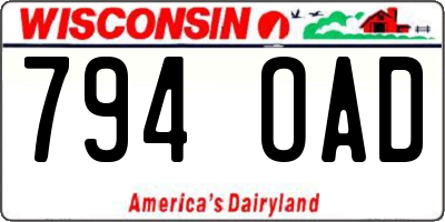 WI license plate 794OAD
