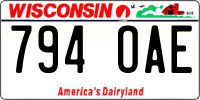 WI license plate 794OAE