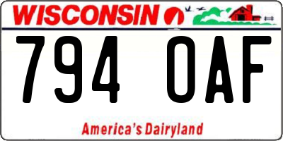 WI license plate 794OAF