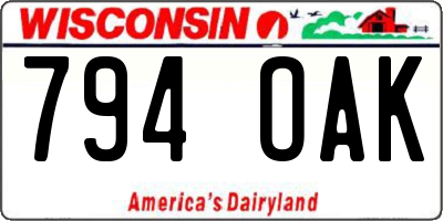 WI license plate 794OAK