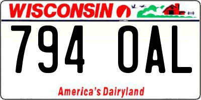 WI license plate 794OAL