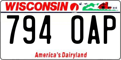 WI license plate 794OAP