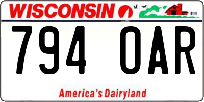 WI license plate 794OAR