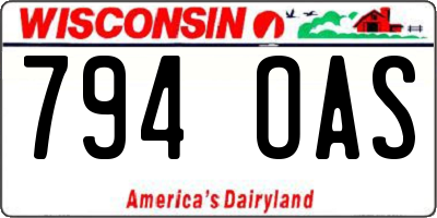 WI license plate 794OAS