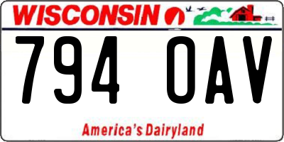 WI license plate 794OAV