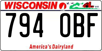 WI license plate 794OBF