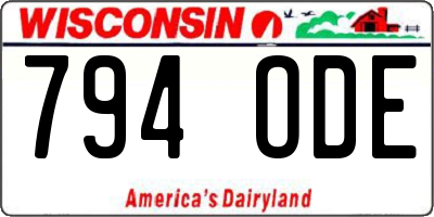WI license plate 794ODE