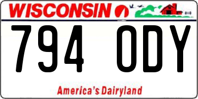 WI license plate 794ODY