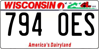 WI license plate 794OES