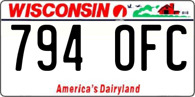 WI license plate 794OFC