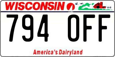 WI license plate 794OFF