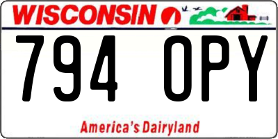 WI license plate 794OPY