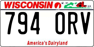WI license plate 794ORV