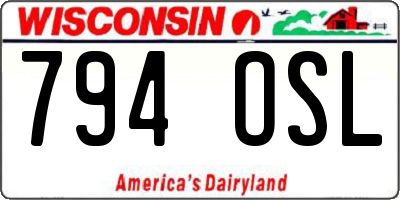 WI license plate 794OSL