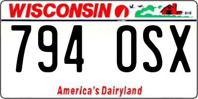 WI license plate 794OSX