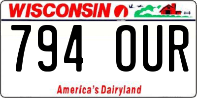 WI license plate 794OUR