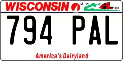 WI license plate 794PAL
