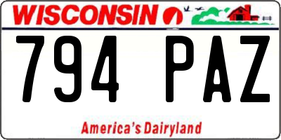 WI license plate 794PAZ