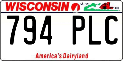 WI license plate 794PLC