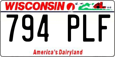 WI license plate 794PLF