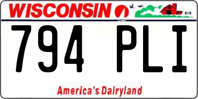 WI license plate 794PLI