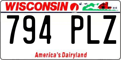 WI license plate 794PLZ