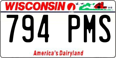 WI license plate 794PMS
