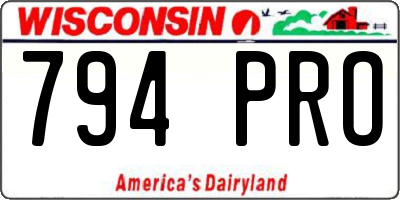 WI license plate 794PRO