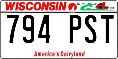 WI license plate 794PST