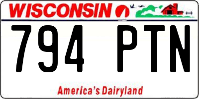 WI license plate 794PTN