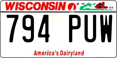 WI license plate 794PUW