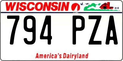 WI license plate 794PZA