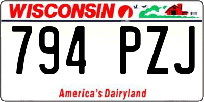 WI license plate 794PZJ
