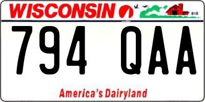 WI license plate 794QAA