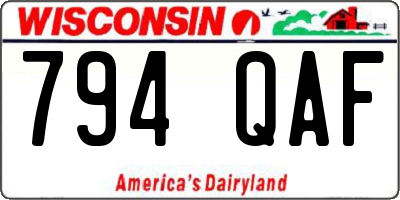WI license plate 794QAF