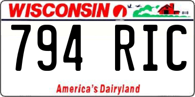 WI license plate 794RIC
