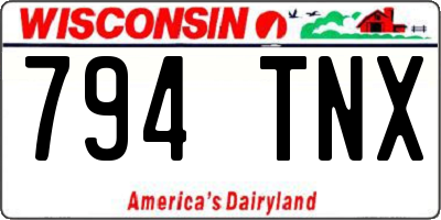 WI license plate 794TNX