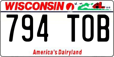 WI license plate 794TOB
