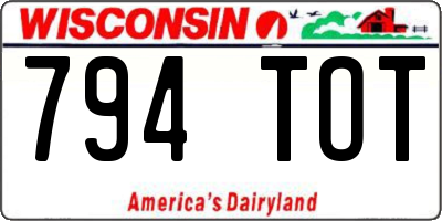 WI license plate 794TOT